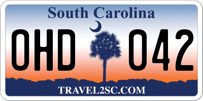 SC license plate OHD042