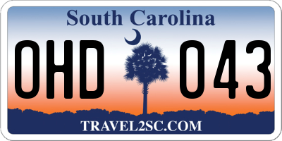 SC license plate OHD043