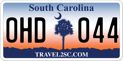 SC license plate OHD044