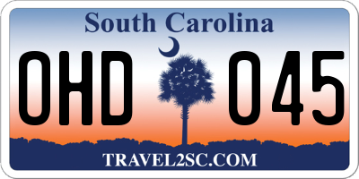 SC license plate OHD045