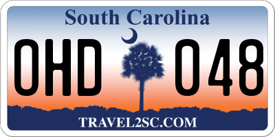 SC license plate OHD048