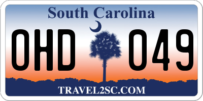 SC license plate OHD049