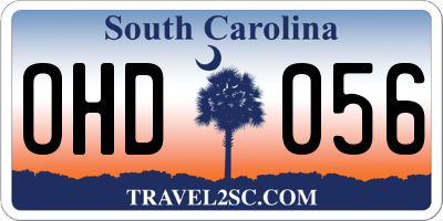SC license plate OHD056