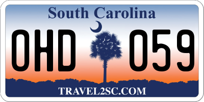 SC license plate OHD059