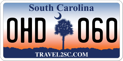 SC license plate OHD060