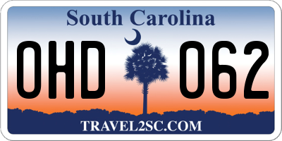 SC license plate OHD062