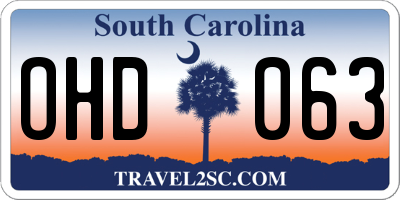 SC license plate OHD063