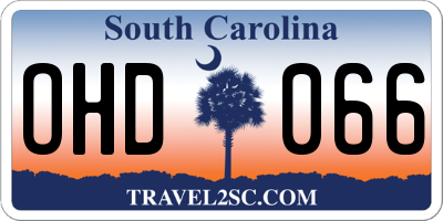 SC license plate OHD066