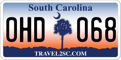 SC license plate OHD068