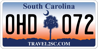 SC license plate OHD072