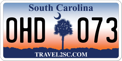 SC license plate OHD073