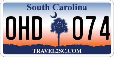 SC license plate OHD074