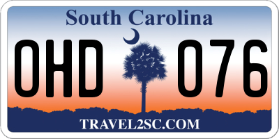 SC license plate OHD076