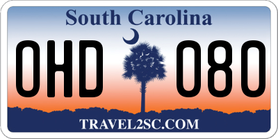 SC license plate OHD080