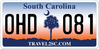 SC license plate OHD081