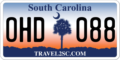 SC license plate OHD088