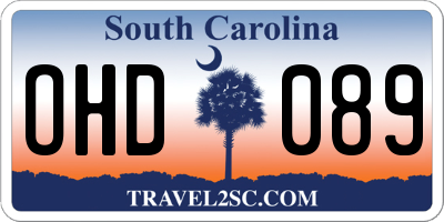 SC license plate OHD089