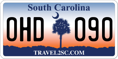 SC license plate OHD090