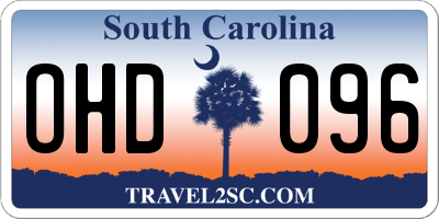 SC license plate OHD096