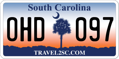 SC license plate OHD097