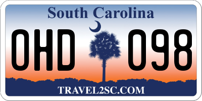 SC license plate OHD098