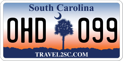 SC license plate OHD099