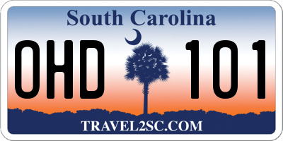 SC license plate OHD101