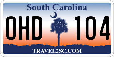 SC license plate OHD104