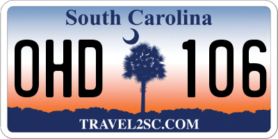 SC license plate OHD106