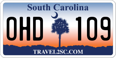 SC license plate OHD109