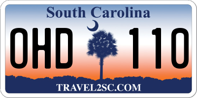 SC license plate OHD110