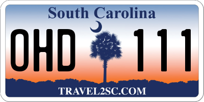 SC license plate OHD111