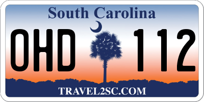 SC license plate OHD112