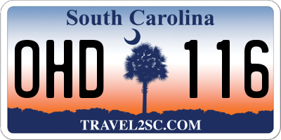 SC license plate OHD116