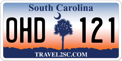 SC license plate OHD121