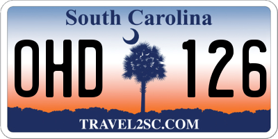 SC license plate OHD126