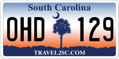SC license plate OHD129