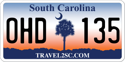 SC license plate OHD135