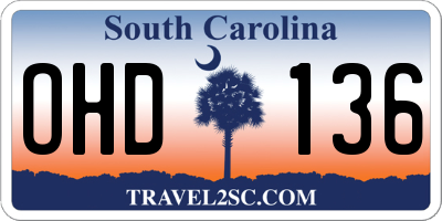 SC license plate OHD136
