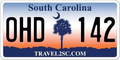 SC license plate OHD142