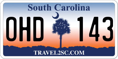 SC license plate OHD143