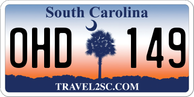 SC license plate OHD149