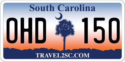 SC license plate OHD150