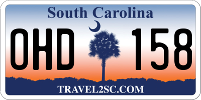 SC license plate OHD158