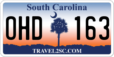 SC license plate OHD163