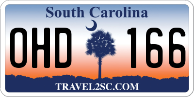 SC license plate OHD166