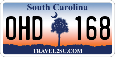 SC license plate OHD168