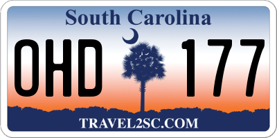 SC license plate OHD177