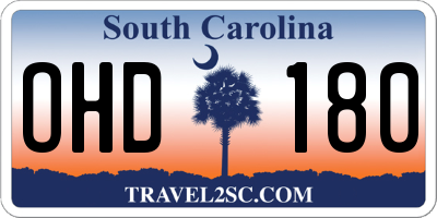 SC license plate OHD180