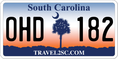 SC license plate OHD182
